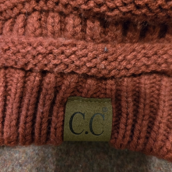 C.C. Puffball Beanie In Burnt Orange - Picture 2 of 5